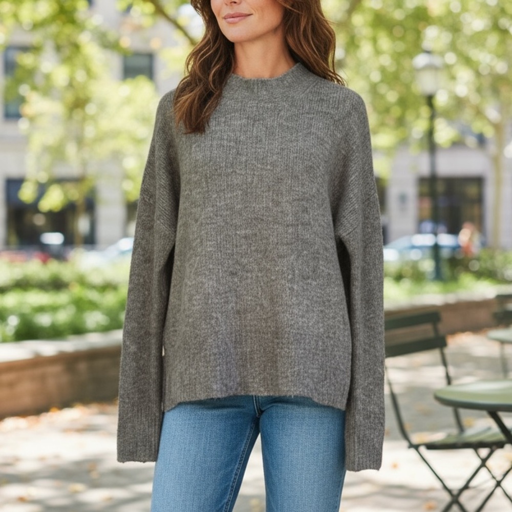 Philosophy Wool Blend Oversized Knit Sweater in Gray Size Small